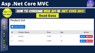 How To Consume WEB API in ASPNET Core MVC  ASPNET Web API  Read Data [upl. by Levinson743]