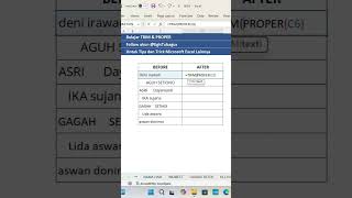 Merapikan Nama dengan TRIM amp PROPER di Microsoft Excel  Egis Tubagus [upl. by Akemrehs]