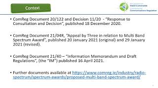 Multi Band Spectrum Award – Presentation 1 on Award Process amp Auction Rules  Welcome amp Agenda [upl. by Eirb]