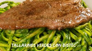 TALLARINES VERDES CON BISTEC  Salsa Al Pesto  Receta Peruana [upl. by Liebermann]