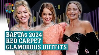 BAFTAs awards 2024 celebrity red carpet highlights [upl. by Kcirdef]