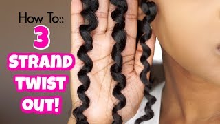 How To 3 Strand Twist Out  Beginner Friendly [upl. by Alcott]