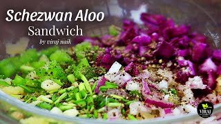 Schezwan Aloo Sandwich Recipe  Sandwich Recipe  Street Style Schezwan Sandwich Recipe [upl. by Saks]