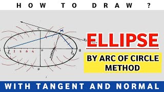 HOW TO DRAW ELLIPSE BY ARC OF CIRCLE METHOD WITH TANGENT AND NORMAL QUENO1 BY PROF TIKLE SIR [upl. by Naimaj761]