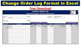 Change order Log Format in Excel Free Download [upl. by Aitra]