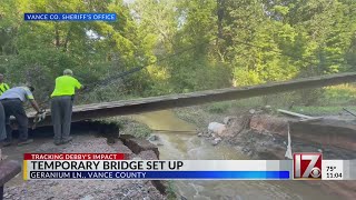 Temporary bridge set up in Vance County by first responders [upl. by Dolora]