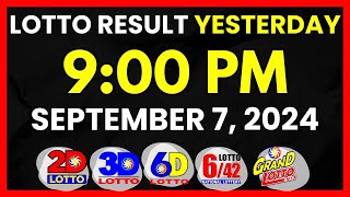 Lotto Result Yesterday PCSO 9PM Draw September 7 2024  PCSO Lotto 2D 3D Swertres 6D 642 655 [upl. by Lizzy]