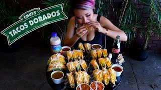 24 Puffy Crispy Deep Fried Tacos at Chuys Taco Dorados in LA  RainaisCrazy Part 12 Adventure [upl. by Lingwood]