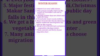 10 lines essay on Winter SeasonSita ritu rachana englishWinter Season Essay in englishkunalata [upl. by Merrill188]