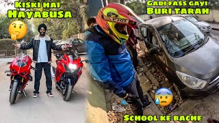 School ke bache fass gaye buri tarah 😰 Car gadhe mai chali gayi 😱 kiski hai ye New Hayabusa 🤔 [upl. by Grizelda610]