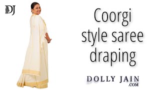 Coorgi style saree draping  Dolly Jain saree draping styles [upl. by Annabal]