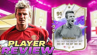 🤯91 FUTURE STARS ICON DAVID BECKHAM SBC PLAYER REVIEW  EA FC 24 ULTIMATE TEAM [upl. by Kappel]