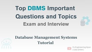 Top DBMS Questions asked in Interviews and Exam  Database Management System Important Topics [upl. by Lrak639]