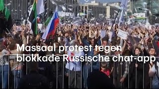 Groot protest tegen Russische blokkade Telegram [upl. by Niar]