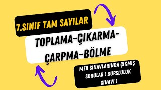 20 SORUDA TAM SAYILARDA 4 İŞLEM MEB BURSLULUK SORULARI [upl. by Elephus]