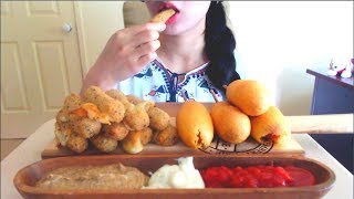 ASMR CORN DOGS amp MOZZARELLA CHEESE STICKS  EATING SOUNDS  NO TALKING [upl. by Keeler846]