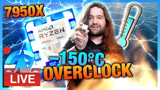 LIVE 150° 62GHz AMD Ryzen 9 7950X Overclocking with Liquid Nitrogen [upl. by Monjo]