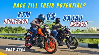 2023 Bajaj ns200 bs7 Vs Ktm Duke 200 bs6 Drag Race  Unexpected Results [upl. by Anurag]