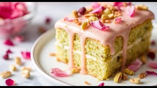 Rose Pistachio Delight A Luxurious amp Fragrant Cake Recipe [upl. by Annairdna]