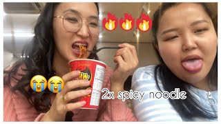 Spicy noodle challenge 🥵🥵🥵 Car karaoke  Бид 2н болзоо [upl. by Akiehsat]