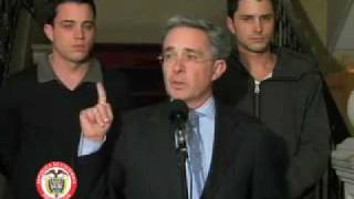 Declaración del Presidente Uribe respecto a su hijo Tomas y al Magistrado Yesid Ramirez de la CSJ [upl. by Vernen790]