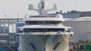 4K  Mega Yacht PELORUS in Bremerhaven  Germany [upl. by Alsi]