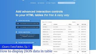 jQuery DataTables AJAX JSON example [upl. by Burdett]