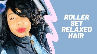 How to Roller Set Relaxed Hair No Salon No Problem [upl. by Fairbanks631]