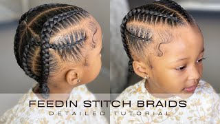 How To Criss Cross Feedin Stitch Braids Toddler Kids Styles Beginner Friendly [upl. by Airamak524]