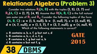 Relational Algebra Solved Problem 3 [upl. by Saixela]