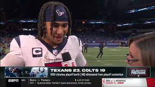 CJ Stroud speaks to Lisa Salters after the win over the Colts [upl. by Stedmann889]