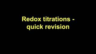 Quick Revision  Redox titrations [upl. by Ecila]