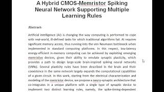 A Hybrid CMOS Memristor Spiking Neural Network Supporting Multiple Learning Rules [upl. by Caines]