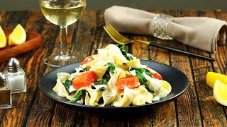 Pappardelle salmone e spinaci al limone servono solo 8 ingredienti [upl. by Nylednarb]