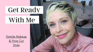 GRWM  Simple Makeup amp Pixie Cut Style [upl. by Aieken966]