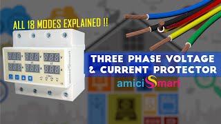 All 18 Customizable User Modes of the amicismart 3 PHASE VOLTAGE amp CURRENT PROTECTOR [upl. by Trueman]