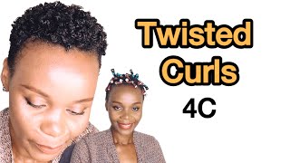 Twist Out Curls with Perm Rods Short Tapered 4c Hair  Very DEFINED Curls Afro Hair 4c [upl. by Ranip]