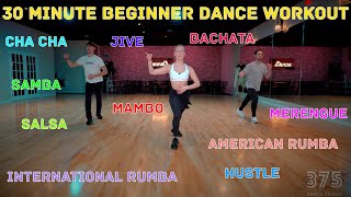 30 Minute Beginner Dance Workout  Hustle Salsa Merengue Cha Cha Rumba Mambo Jive Bachata [upl. by Saxena]