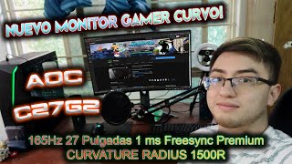 Unboxing Y Review Monitor Gamer AOC C27G2 27 Pulgadas 165 Hz Curvo  Configuracion 😎 viral setup [upl. by Gaulin851]