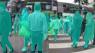 Busy pedestrian crossing  Mask RCNN Demo [upl. by Aniuqal999]