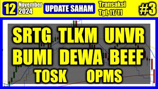 12112024 Update Saham SRTG TLKM UNVR BUMI DEWA BEEF TOSK OPMS [upl. by Cresa100]