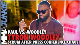 Tyron Woodley reacts to press conference chaos with Jake Pauls team  Paul vs Woodley [upl. by Florentia]