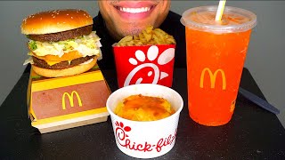 ASMR MCDONALDS CHICKFILA MAC N CHEESE BIG MAC WAFFLE FRIES SODA MUKBANG JERRY NO TALKING [upl. by Asseret]