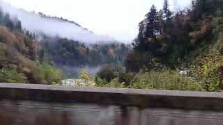 Driving from Feltre XI val Cismon misty Veneto Italy 201024 driving misty feltre river [upl. by Xymenes]