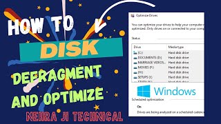 HOW TO DISK DEFRAGMENT AND OPTIMIZE SPEED UP YOU PC  IN HINDI  NEHRA JI TECHNICAL [upl. by Lorelle210]