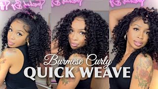 How To Curly Flip Over Quick Weave With Middle Part Leave Out Tutorial [upl. by Joletta705]