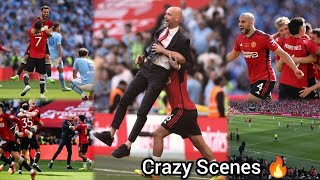 Scenes 🔥 Manchester United go completely crazy at Wembley full time after beating Man City [upl. by Derron]