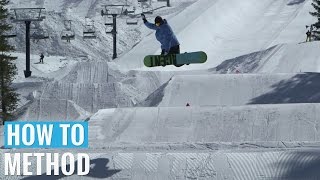 How to Method Grab on a Snowboard  Regular Methods Trick Tip [upl. by Cutlip922]