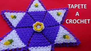 TAPETE N° 10 Tejido a crochet en Punto Estrella o Jazmin con ROSAS AMARILLAS [upl. by Akilat250]