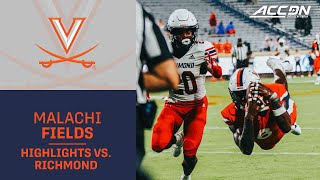 Virginia WR Malachi Fields Highlights vs Richmond [upl. by Naillimxam]